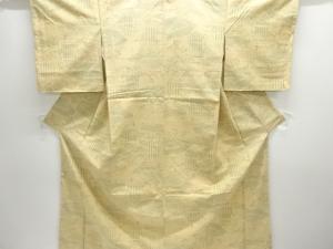 未使用品　雲に草花模様織り出し十日町紬着物